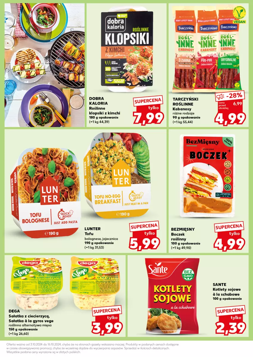 Gazetka promocyjna Kaufland - Kaufland - ważna 07.10 do 09.10.2024 - strona 33 - produkty: Boczek, Dega, Gyros, Kabanos, Klopsiki, Kotlet, Mus, Roślinne kabanosy, Sałat, Sałatka, Sante, Tarczyński, Tofu