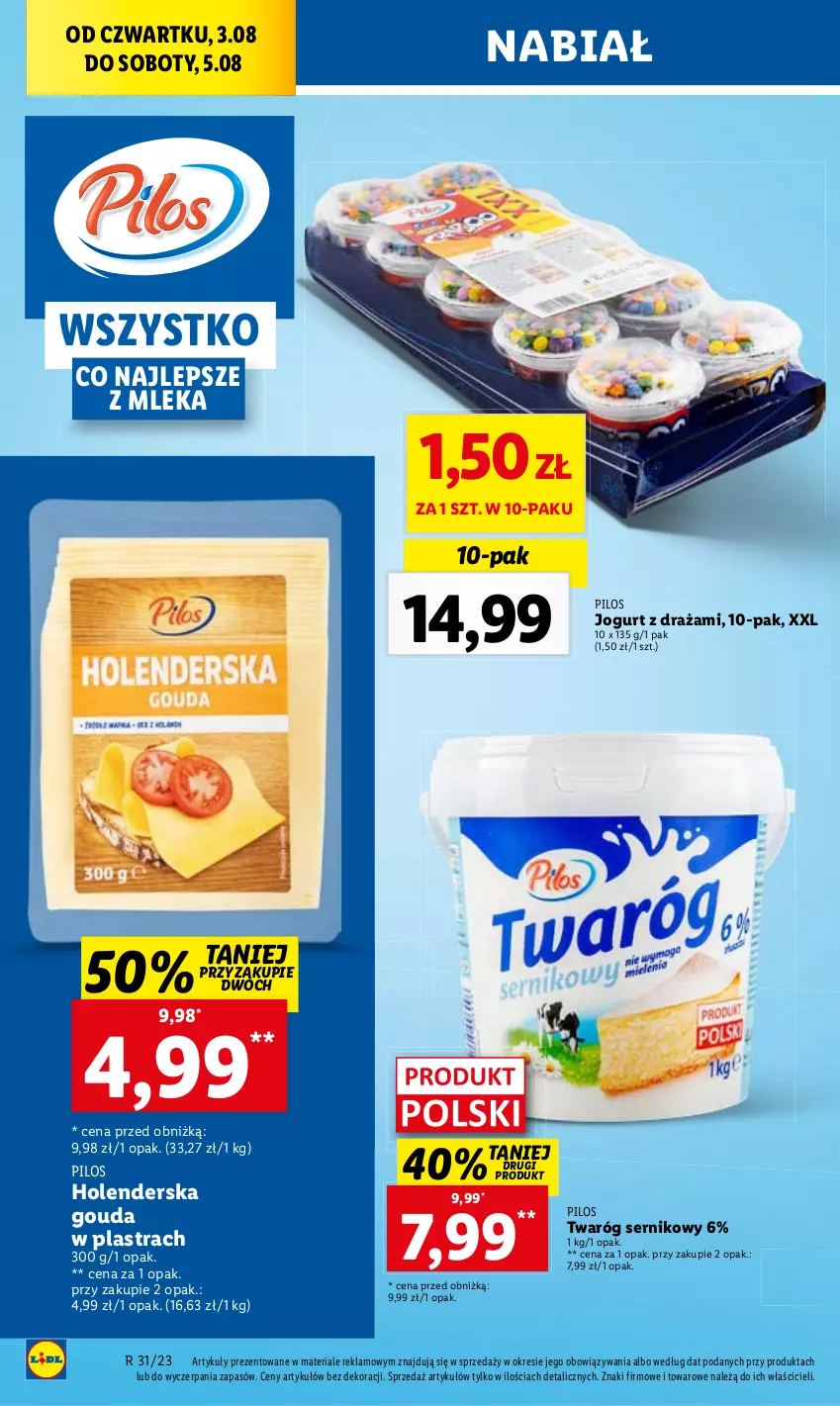 Gazetka promocyjna Lidl - GAZETKA - ważna 03.08 do 05.08.2023 - strona 48 - produkty: Gouda, Jogurt, Pilos, Ser, Twaróg