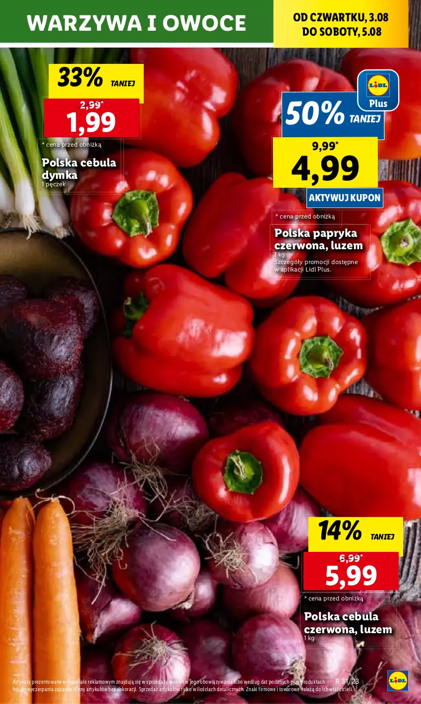 Gazetka promocyjna Lidl - GAZETKA - ważna 03.08 do 05.08.2023 - strona 53 - produkty: Cebula, Cebula czerwona, Owoce, Papryka, Papryka czerwona, Warzywa, Warzywa i owoce