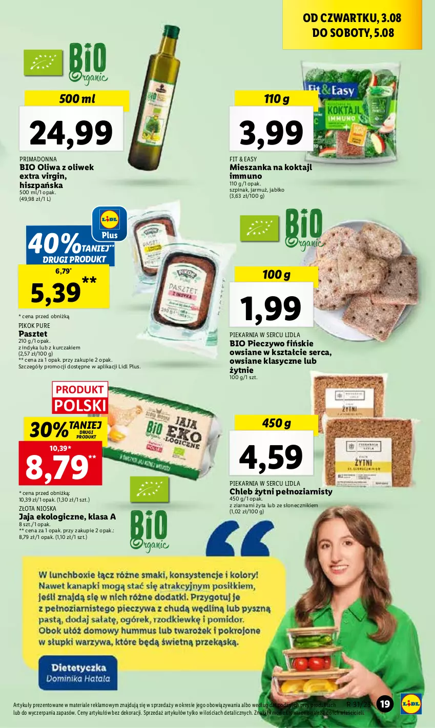 Gazetka promocyjna Lidl - GAZETKA - ważna 03.08 do 05.08.2023 - strona 57 - produkty: Chleb, Gin, Jaja, Jarmuż, Kurczak, Oliwa z oliwek, Pasztet, Piec, Pieczywo, PIKOK, Prima, Ser, Szpinak