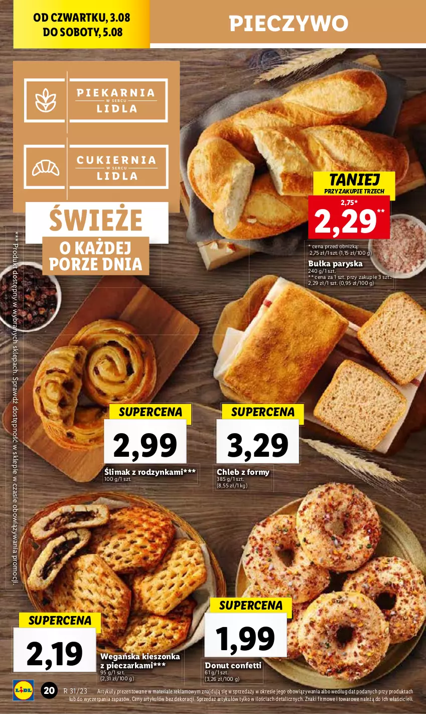 Gazetka promocyjna Lidl - GAZETKA - ważna 03.08 do 05.08.2023 - strona 58 - produkty: Bułka, Chleb, Donut, Piec, Pieczarka, Pieczywo, Por