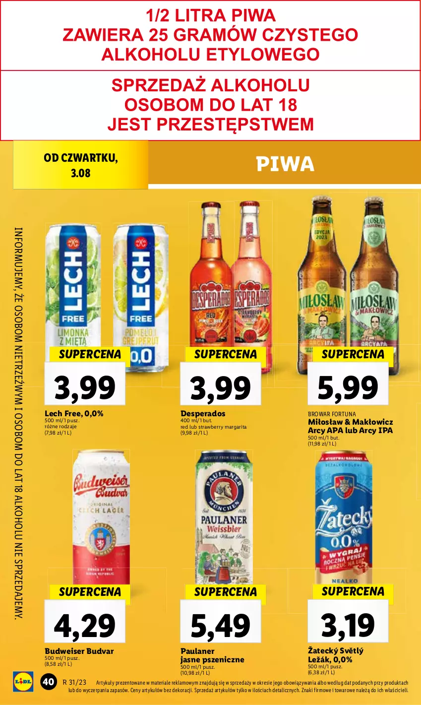 Gazetka promocyjna Lidl - GAZETKA - ważna 03.08 do 05.08.2023 - strona 80 - produkty: Desperados, Piwa, Ser