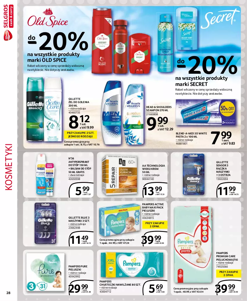 Gazetka promocyjna Selgros - Extra Oferta - ważna 01.06 do 30.06.2021 - strona 28 - produkty: Antyperspirant, Antyperspirant do stóp, Balsam do stóp, Blend-a-Med, Chusteczki, Gillette, Gra, Majtki, Old Spice, Pampers, Pieluchomajtki, Pur, Szampon