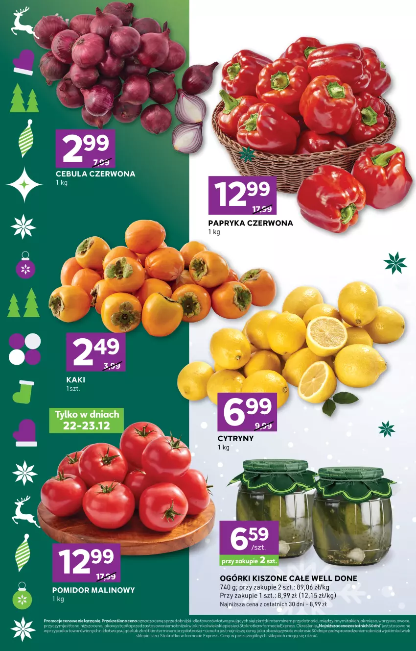 Gazetka promocyjna Stokrotka - Stokrotka Express - ważna 22.12 do 28.12.2025 - strona 2 - produkty: Cebula, Cebula czerwona, Cytryny, Mięso, Owoce, Papryka, Papryka czerwona, Warzywa