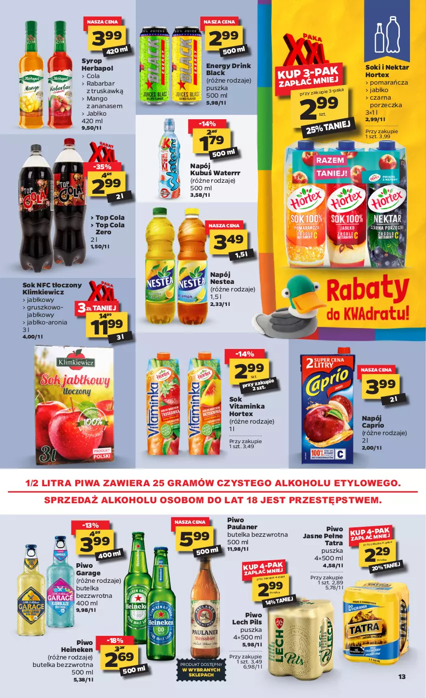 Gazetka promocyjna Netto - ważna 12.04 do 17.04.2021 - strona 13 - produkty: Ananas, Aronia, Gra, Heineken, Herbapol, Hortex, Inka, Kubuś, Kubuś Waterrr, Lack, Mango, Napój, Nektar, Nestea, O nas, Piwa, Piwo, Por, Sok, Syrop, Tatra, Top