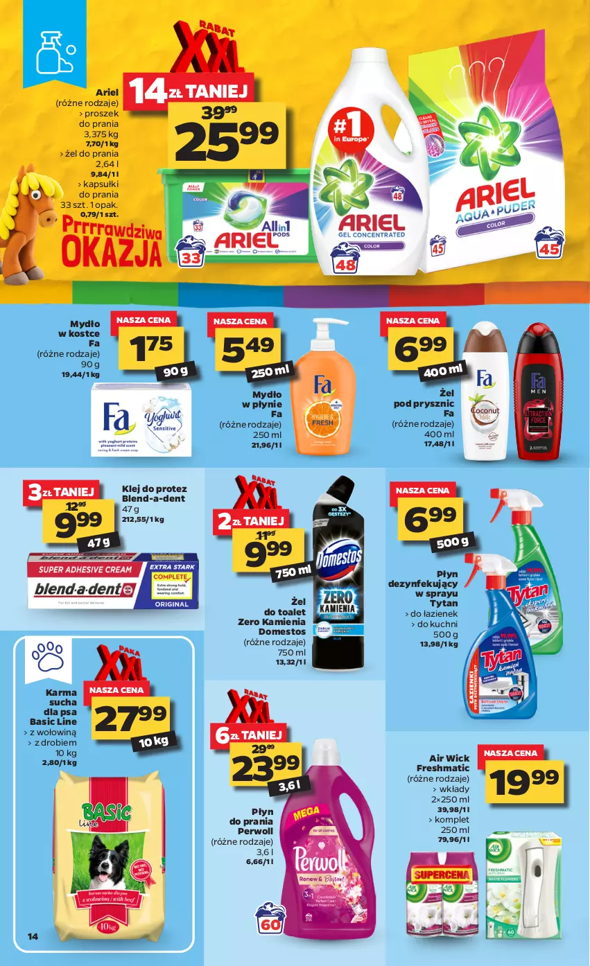 Gazetka promocyjna Netto - ważna 12.04 do 17.04.2021 - strona 14 - produkty: Air Wick, Ariel, Domestos, Fa, Kapsułki do prania, Klej, Mydło, Mydło w płynie, Perwoll, Płyn do prania, Proszek do prania, Tytan