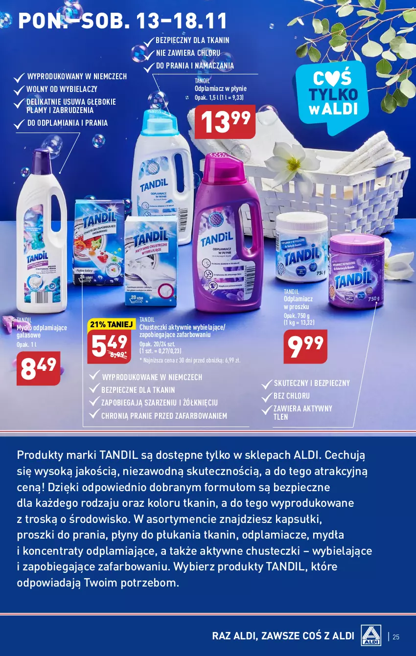 Gazetka promocyjna Aldi - Pełna oferta - ważna 13.11 do 18.11.2023 - strona 25 - produkty: Chusteczki, Fa, Gala, Mydło, Odplamiacz, Piec, Sok