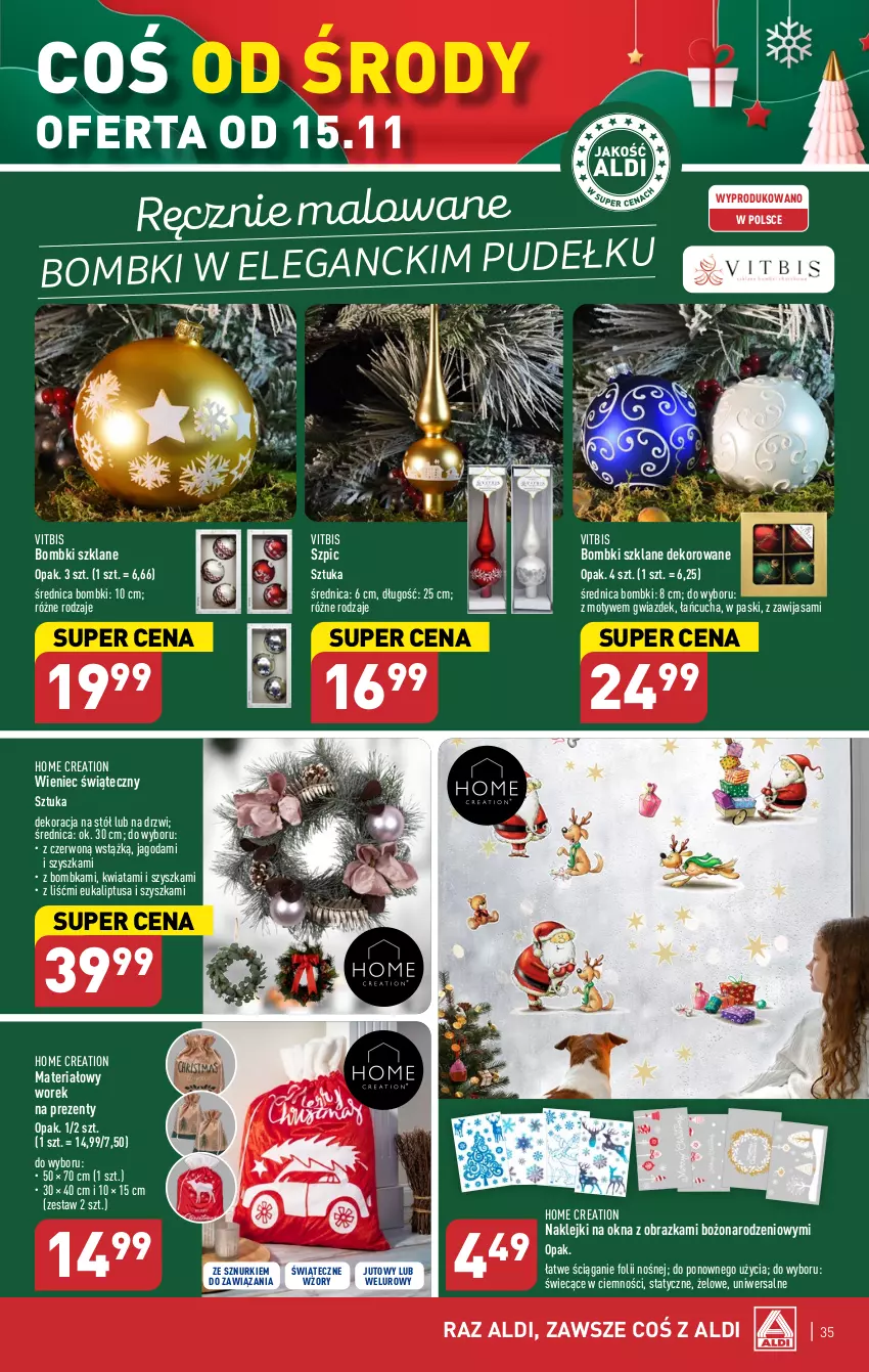 Gazetka promocyjna Aldi - Pełna oferta - ważna 13.11 do 18.11.2023 - strona 35 - produkty: Bombki, Drzwi, Klej, Obraz, Stół, Szpic, Wieniec