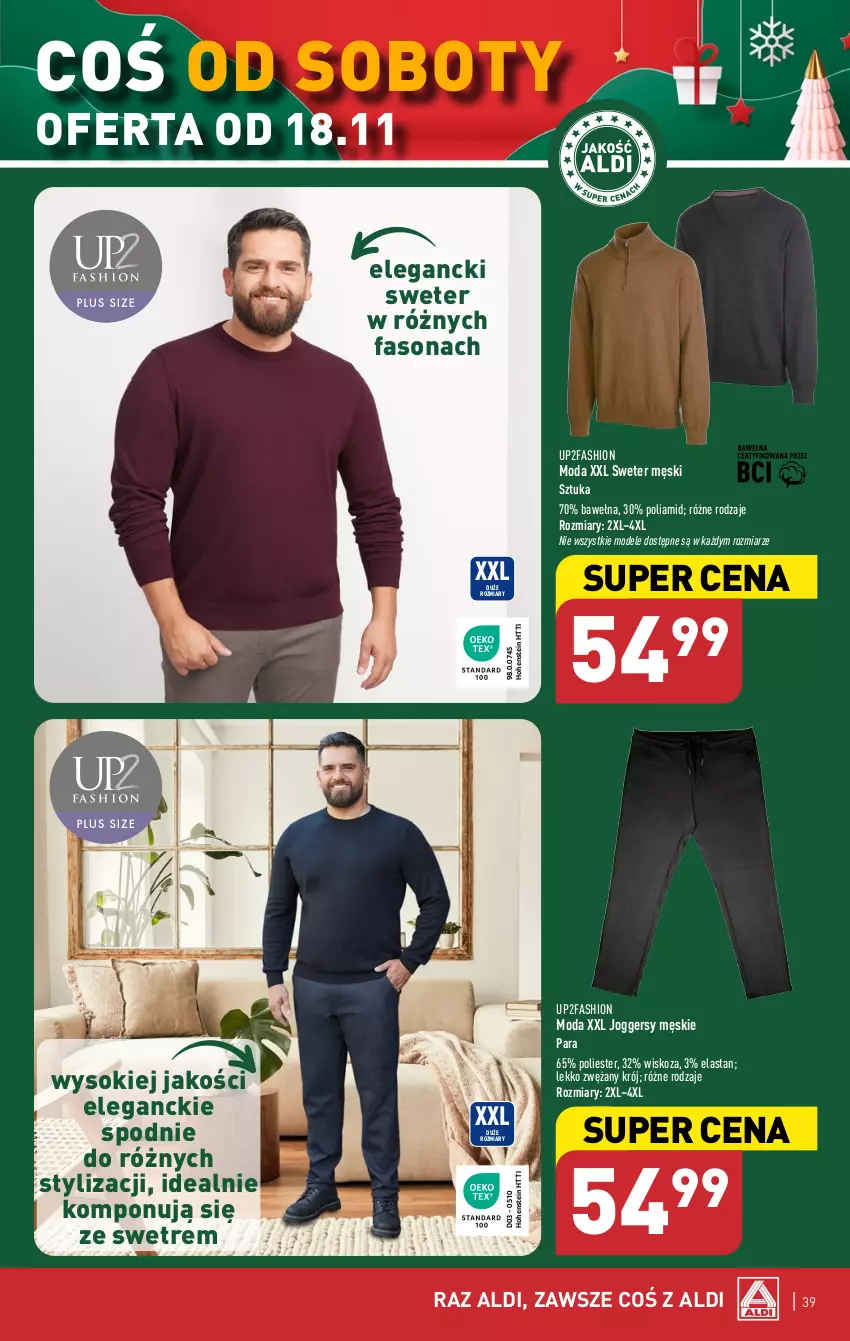 Gazetka promocyjna Aldi - Pełna oferta - ważna 13.11 do 18.11.2023 - strona 39 - produkty: Fa, Moda, Sok, Spodnie, Sweter, Wełna