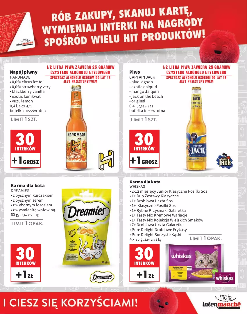 Gazetka promocyjna Intermarche - Gazetka Intermarche - ważna 01.08 do 30.09.2024 - strona 15 - produkty: Captain Jack, Gala, Galaretka, Gin, Gra, Ice tea, Kumkwat, Kurczak, Lack, Mango, Napój, Piwa, Piwo, Przysmaki, Pur, Ser, Sos, Whiskas