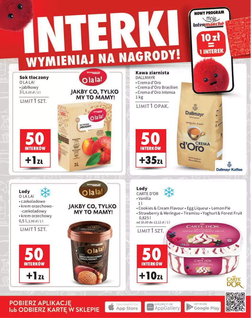 Gazetka promocyjna Intermarche - Gazetka Intermarche - ważna 01.08 do 30.09.2024 - strona 18 - produkty: Carte d'Or, Dallmayr, Kawa, Kawa ziarnista, Krem orzechowy, Lody, Sok