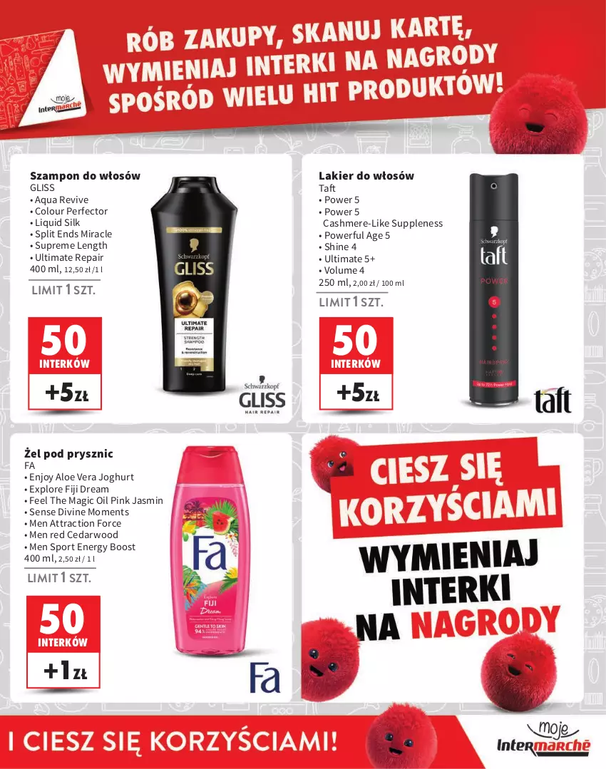 Gazetka promocyjna Intermarche - Gazetka Intermarche - ważna 01.08 do 30.09.2024 - strona 23 - produkty: Aloe vera, Divine, Fa, Lakier, Lakier do włosów, Moments, Por, Sport, Szampon, Taft