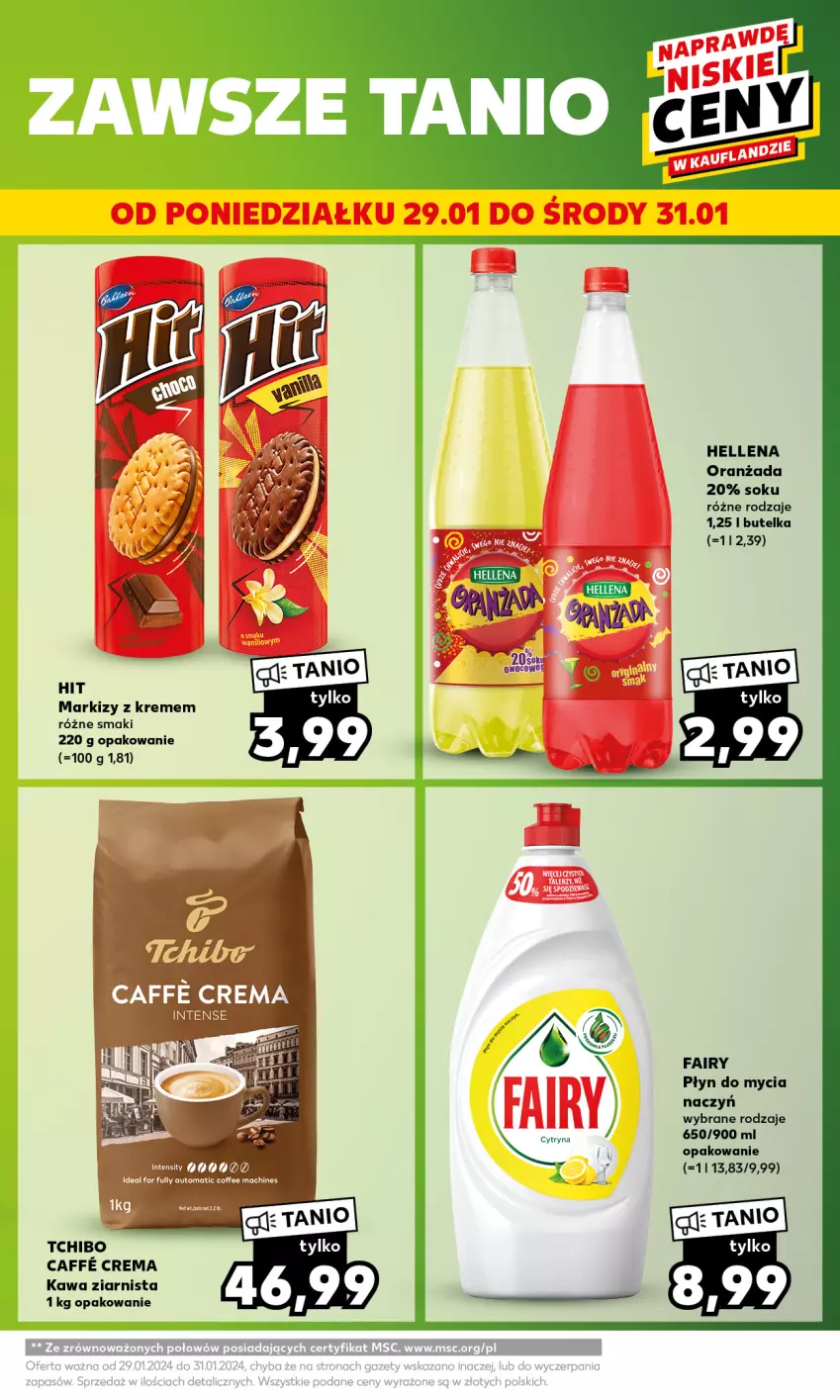 Gazetka promocyjna Kaufland - Mocny Start - ważna 29.01 do 31.01.2024 - strona 11 - produkty: Do mycia naczyń, Fa, Fairy, Hellena, Kawa, Kawa ziarnista, Oranżada, Płyn do mycia, Płyn do mycia naczyń, Sok, Tchibo