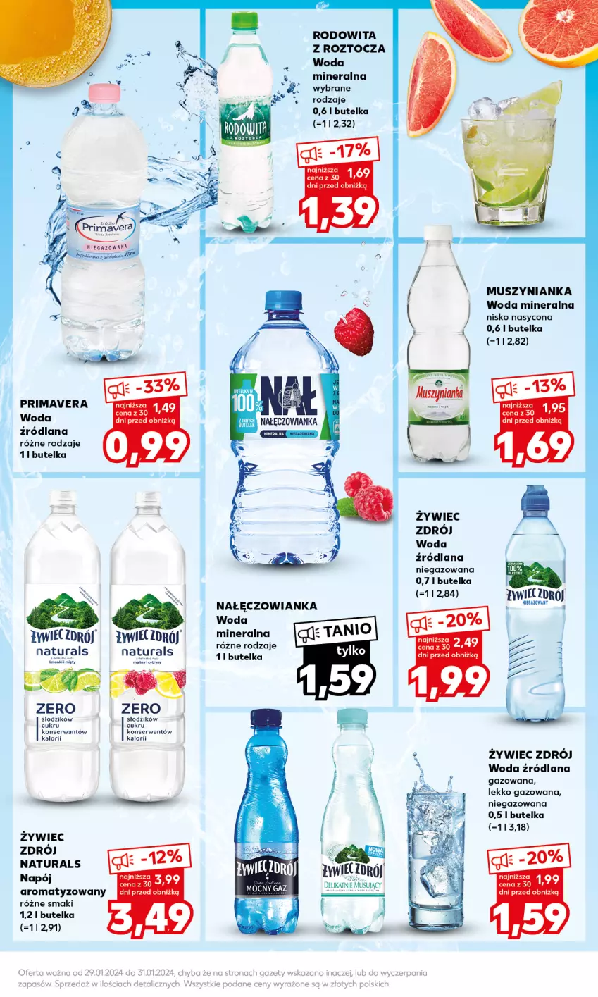 Gazetka promocyjna Kaufland - Mocny Start - ważna 29.01 do 31.01.2024 - strona 25 - produkty: LANA, Mus, Muszynianka, Nałęczowianka, Napój, O nas, Prima, Primavera, Ser, Woda, Woda mineralna