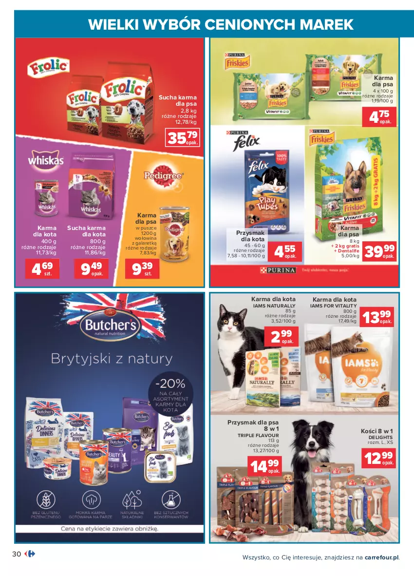 Gazetka promocyjna Carrefour - Gazetka Wielki wybór cenionych marek - ważna 19.07 do 31.07.2021 - strona 30 - produkty: Gala, Gra, Iams, Przysmak dla kota, Przysmak dla psa, Sucha karma, Wołowina