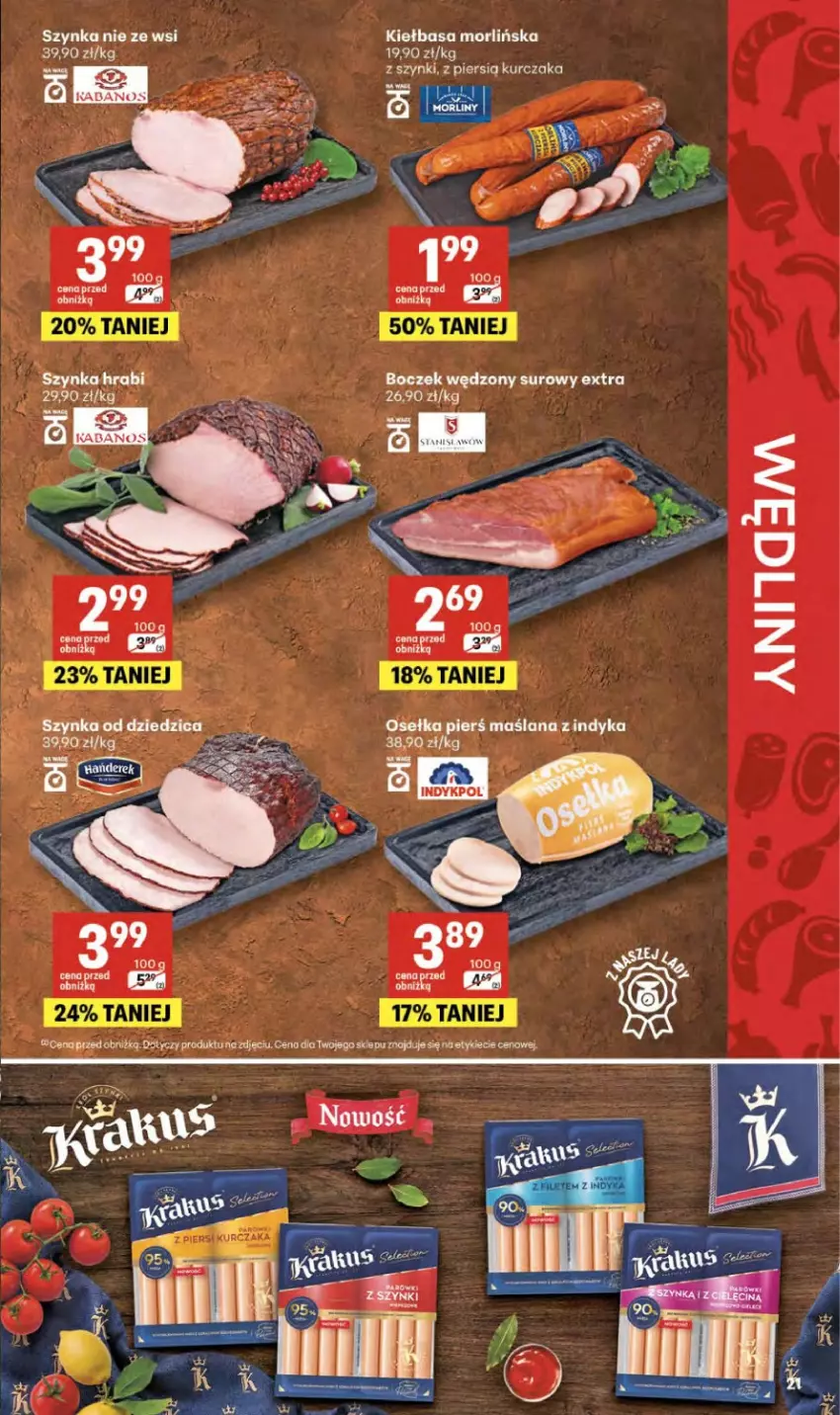 Gazetka promocyjna Delikatesy Centrum - Franczyza DC36 Czwartek - ważna 03.09 do 09.09.2026 - strona 21 - produkty: Boczek, Kabanos, Kiełbasa, Kurczak, LANA, LG, Szynka