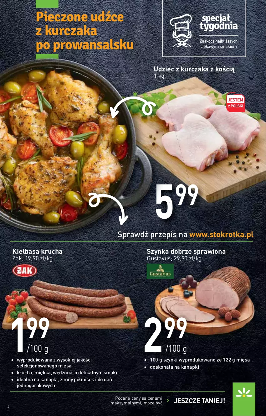 Gazetka promocyjna Stokrotka - Supermarket - ważna 11.03 do 17.03.2021 - strona 4 - produkty: Kiełbasa, Kiełbasa krucha, Kurczak, Sok, Szynka