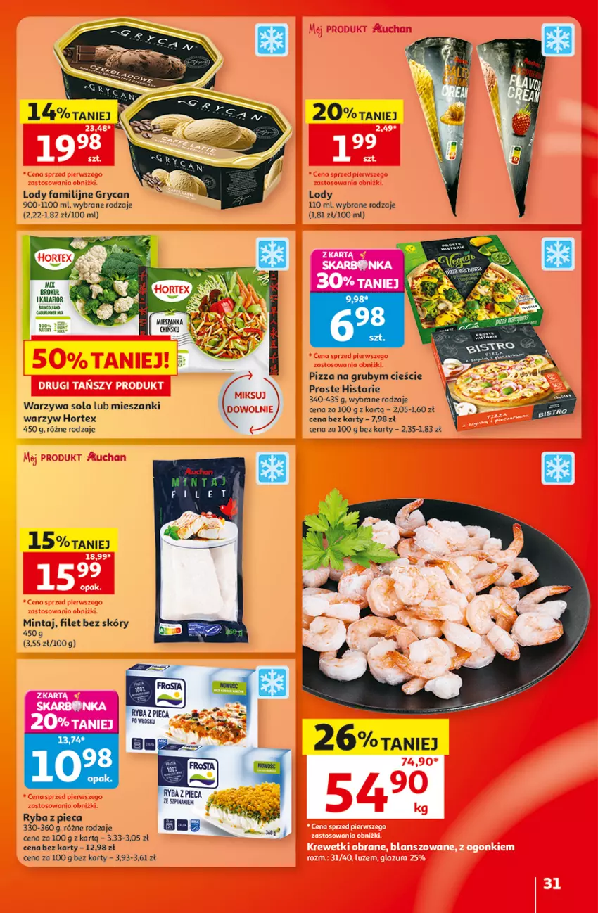 Gazetka promocyjna Auchan - Gazetka 30 Lat Hipermarket Auchan - ważna 20.08 do 26.08.2026 - strona 31 - produkty: Fa, Gry, Hortex, Lody, Mintaj, Piec, Pizza, Ryba, Warzywa