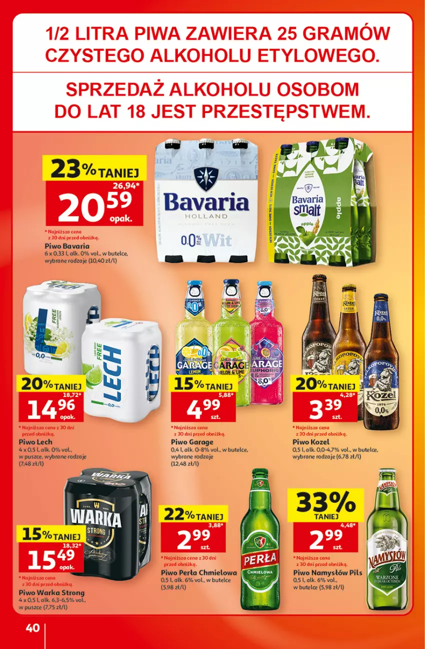 Gazetka promocyjna Auchan - Gazetka 30 Lat Hipermarket Auchan - ważna 20.08 do 26.08.2026 - strona 40 - produkty: Kozel, Namysłów, Perła, Piwo, Warka
