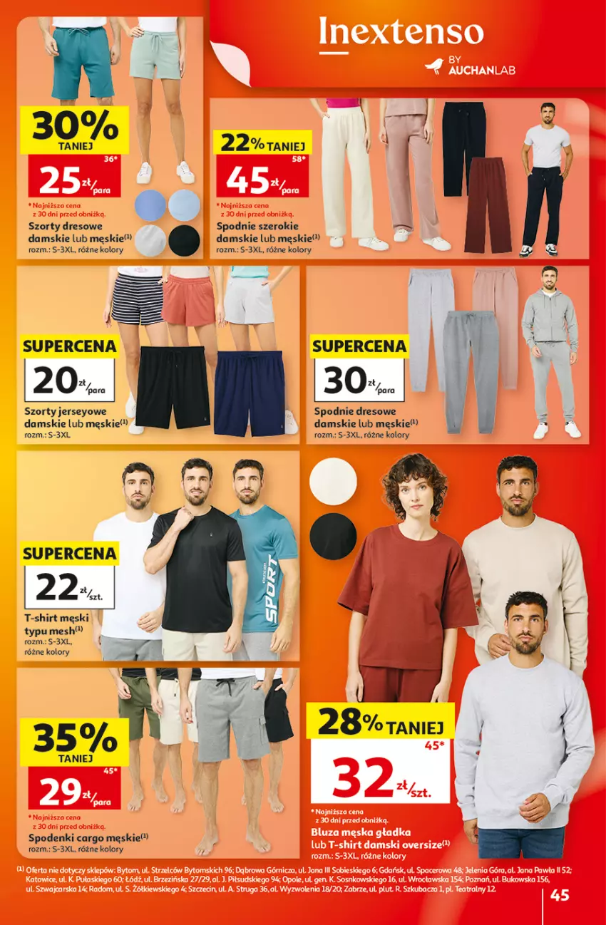 Gazetka promocyjna Auchan - Gazetka 30 Lat Hipermarket Auchan - ważna 20.08 do 26.08.2026 - strona 45 - produkty: Dres, Spodnie, Spodnie dresowe, Szorty, T-shirt