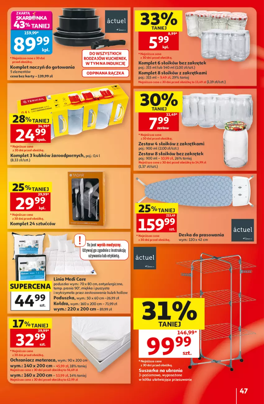 Gazetka promocyjna Auchan - Gazetka 30 Lat Hipermarket Auchan - ważna 20.08 do 26.08.2026 - strona 47 - produkty: Deska do prasowania, Kołdra, Komplet naczyń, Materac, Poduszka, Por, Sos, Suszarka, Tera, Ubrania