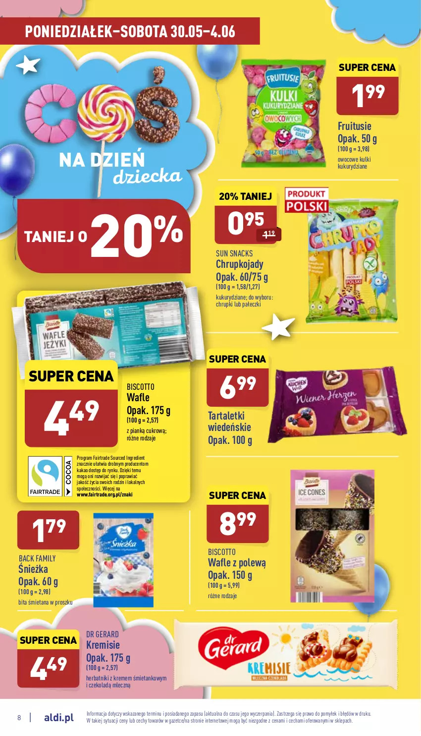 Gazetka promocyjna Aldi - Katalog spożywczy - ważna 30.05 do 04.06.2022 - strona 8 - produkty: Chrupki, Dr Gerard, Fa, Gra, Herbatniki, Kakao, Tarta, Wafle