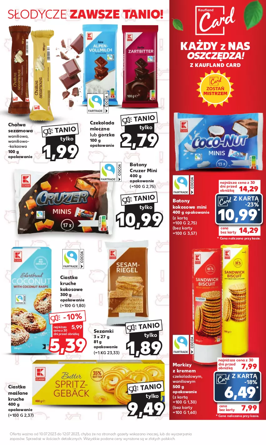 Gazetka promocyjna Kaufland - Mocny Start - ważna 10.07 do 12.07.2023 - strona 17 - produkty: Baton, Chałwa, Ciastka, Czekolada, Czekolada mleczna, Kakao, Kokos, Lody, Sezam