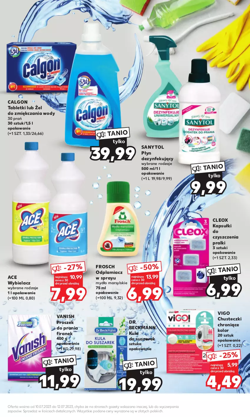 Gazetka promocyjna Kaufland - Mocny Start - ważna 10.07 do 12.07.2023 - strona 19 - produkty: Calgon, Chusteczki, Frosch, LG, Mars, Mydło, Odplamiacz, Pralki, Proszek do prania, Sanytol, Tablet, Vanish