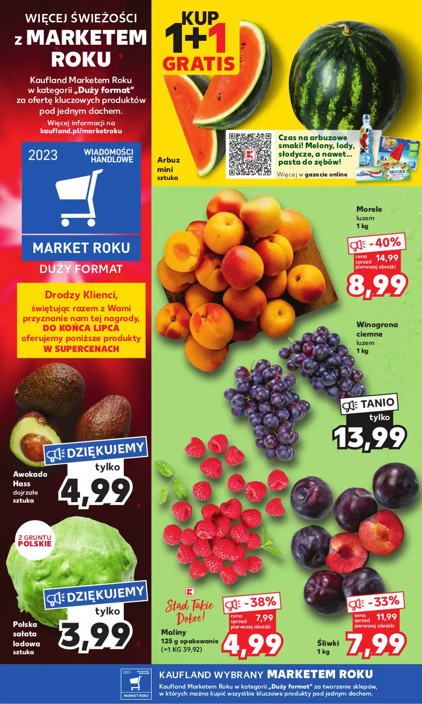 Gazetka promocyjna Kaufland - Mocny Start - ważna 10.07 do 12.07.2023 - strona 8 - produkty: Arbuz, Fa, Gra, Grunt, Lody, Maliny, Melon, Pasta do zębów, Sałat, Sałata lodowa, Wino, Winogrona