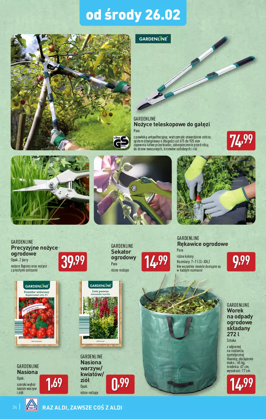 Gazetka promocyjna Aldi - Pełna oferta - ważna 24.02 do 01.03.2025 - strona 24 - produkty: Dźwig, Noż, Nożyce, Piec, Por, Rękawice, Sekator, Sok, Teleskop