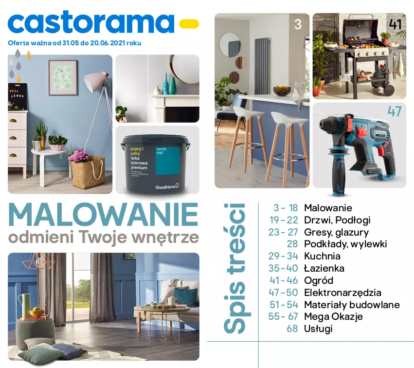 Gazetka promocyjna Castorama - Gazetka Castorama - ważna 31.05 do 20.06.2021 - strona 1 - produkty: Drzwi, Gres, Kuchnia, Lazur, Materiały budowlane, Merci, Ogród, Podkład