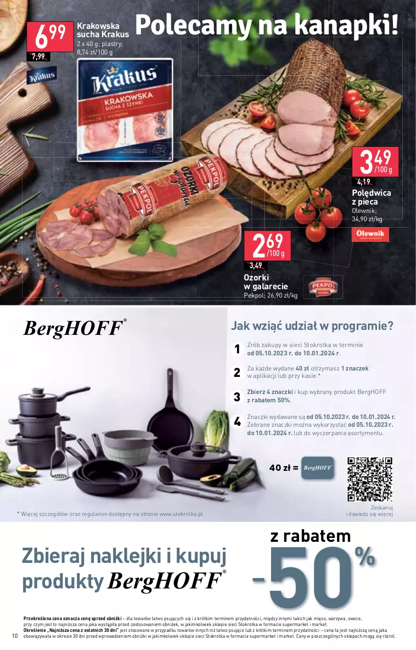 Gazetka promocyjna Stokrotka - Supermarket - ważna 12.10 do 18.10.2023 - strona 10 - produkty: Gala, Gra, Klej, Krakus, Mięso, Olewnik, Owoce, Pekpol, Piec, Polędwica, Warzywa