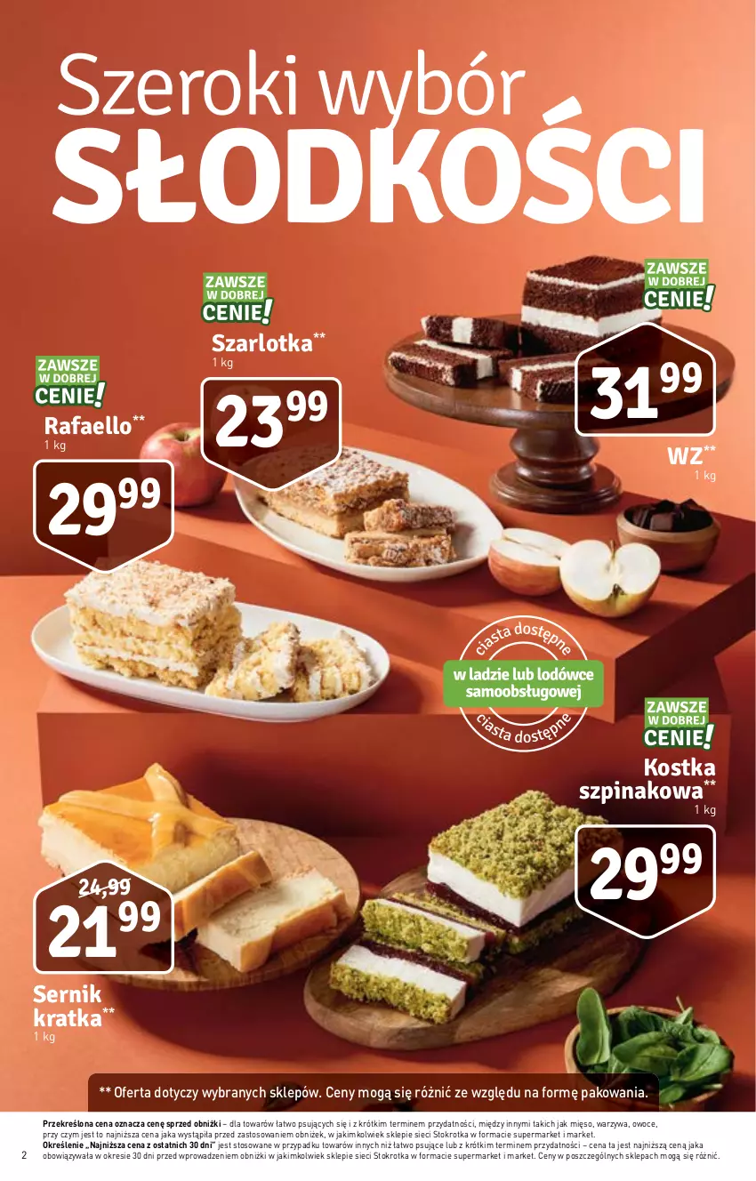 Gazetka promocyjna Stokrotka - Supermarket - ważna 12.10 do 18.10.2023 - strona 2 - produkty: Fa, Mięso, Owoce, Ser, Szarlotka, Szpinak, Warzywa