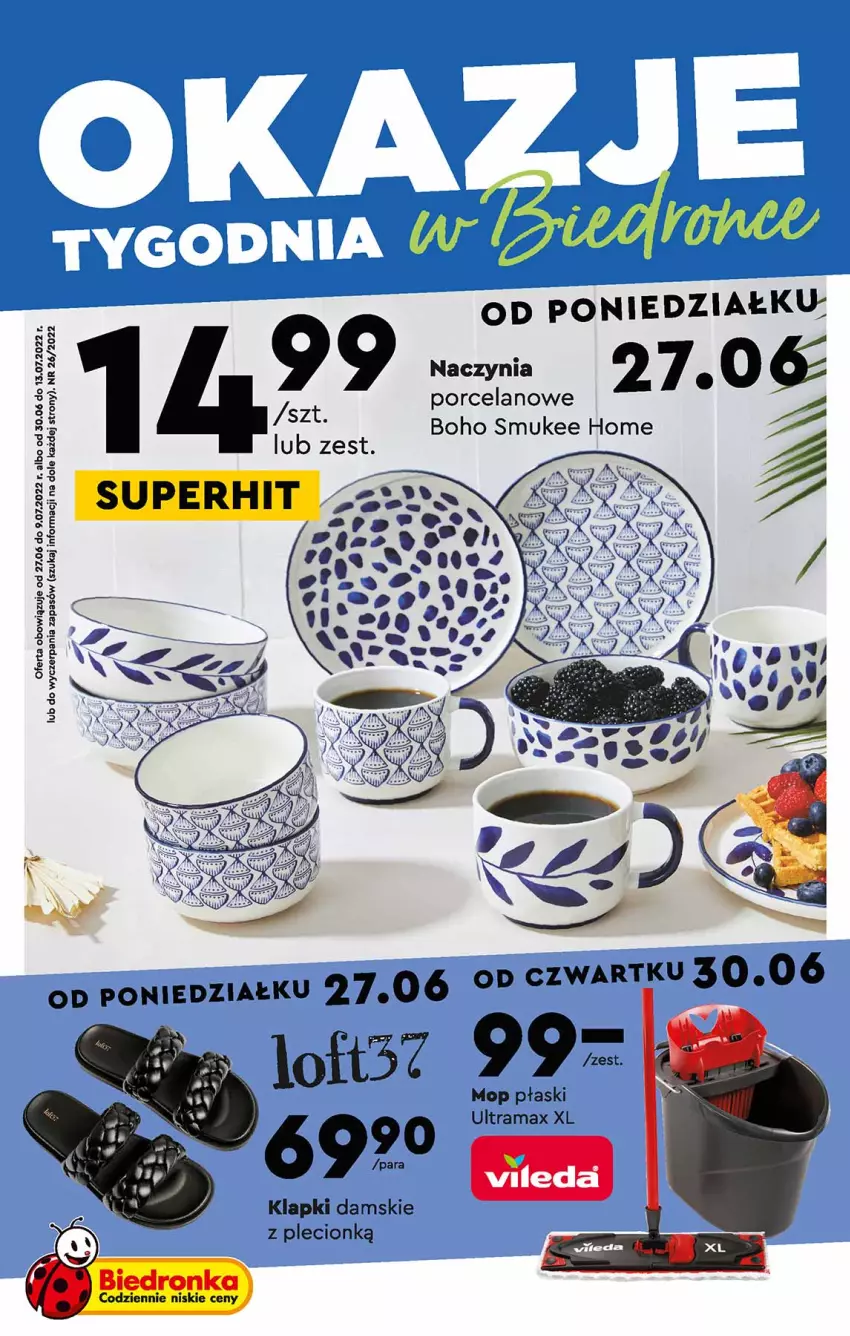 Gazetka promocyjna Biedronka - Okazje tygodnia - ważna 27.06 do 13.07.2022 - strona 1 - produkty: Feta, Klapki, Mop, Rama