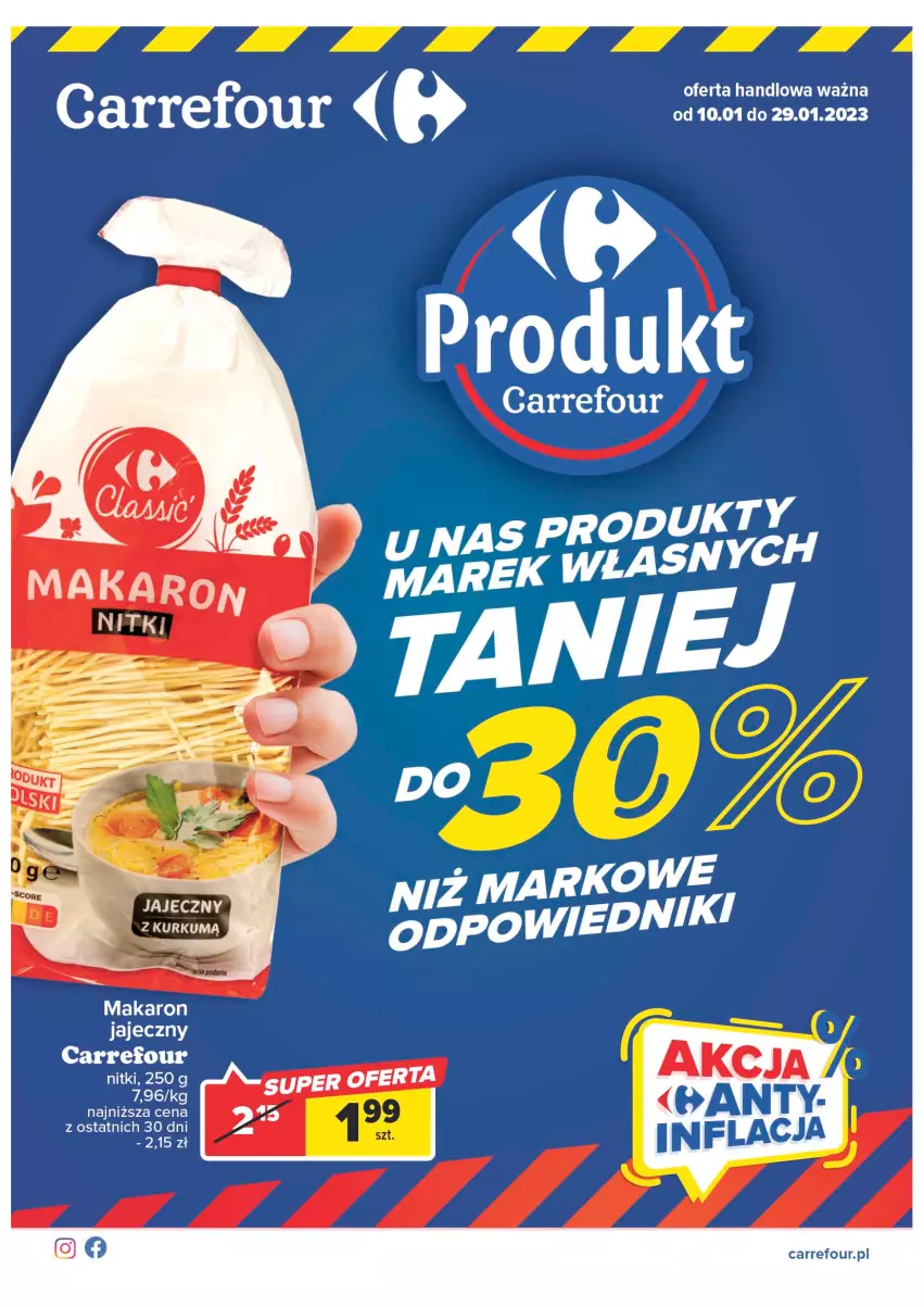 Gazetka promocyjna Carrefour - Gazetka Marki własne Carrefour - ważna 10.01 do 29.01.2023 - strona 1 - produkty: Makaron