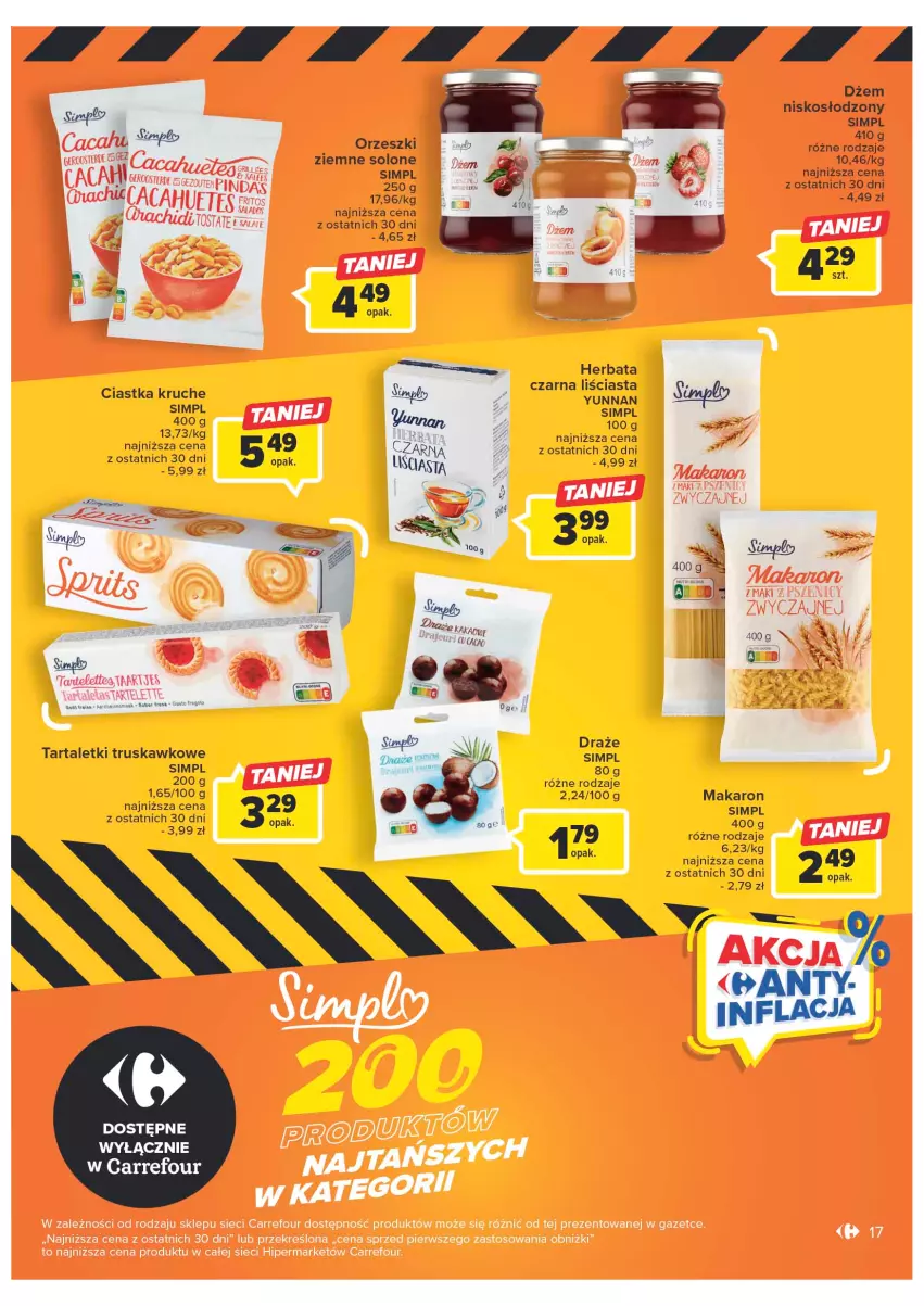 Gazetka promocyjna Carrefour - Gazetka Marki własne Carrefour - ważna 10.01 do 29.01.2023 - strona 17 - produkty: Ciastka, Dżem, Herbata, Makaron, Orzeszki, Tarta