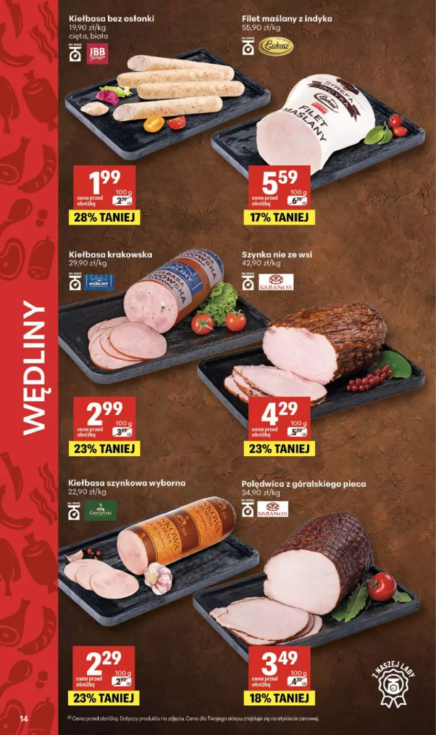 Gazetka promocyjna Delikatesy Centrum - Franczyza DC16 Czwartek - ważna 16.04 do 22.04.2026 - strona 14 - produkty: Fa, Kiełbasa, Kiełbasa krakowska, Kiełbasa szynkowa, Piec, Polędwica, Szynka