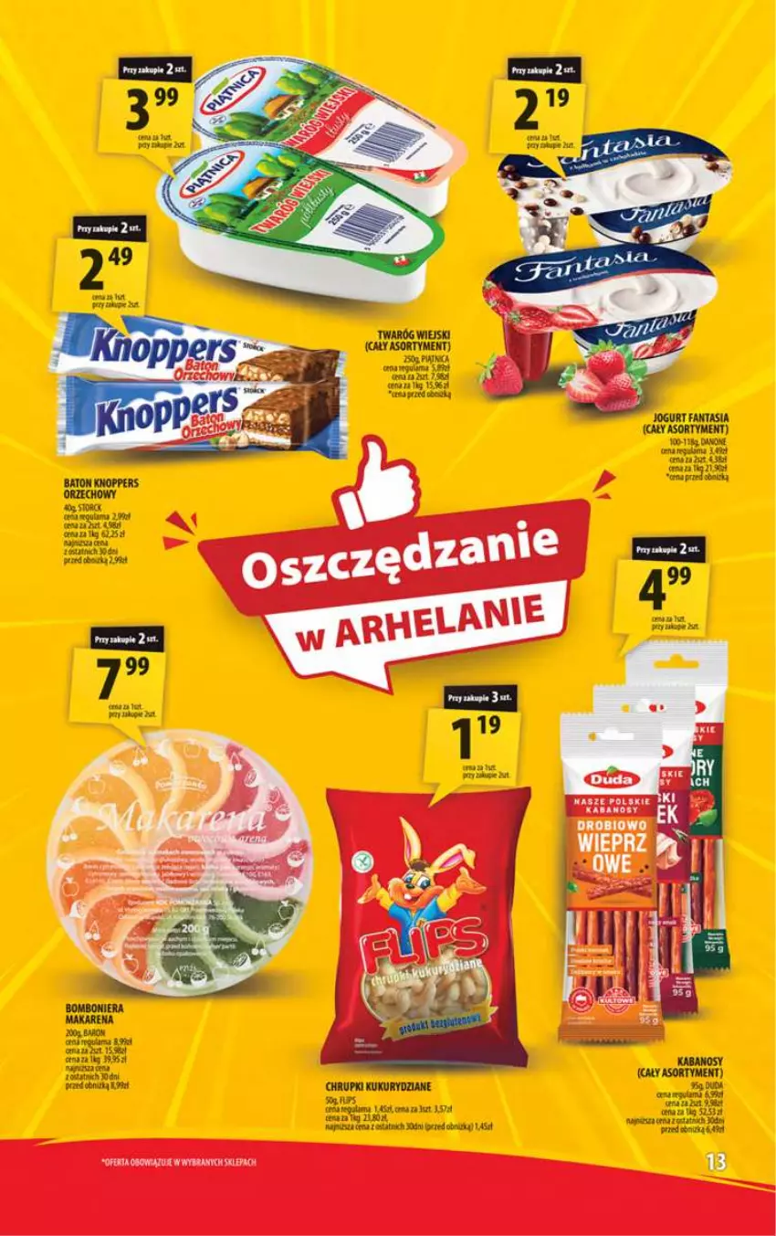 Gazetka promocyjna Arhelan - Gazetka - ważna 05.04 do 14.04.2024 - strona 13 - produkty: Bomboniera, Chrupki, Fa, Fanta, Jogurt, Knoppers, Tera, Twaróg