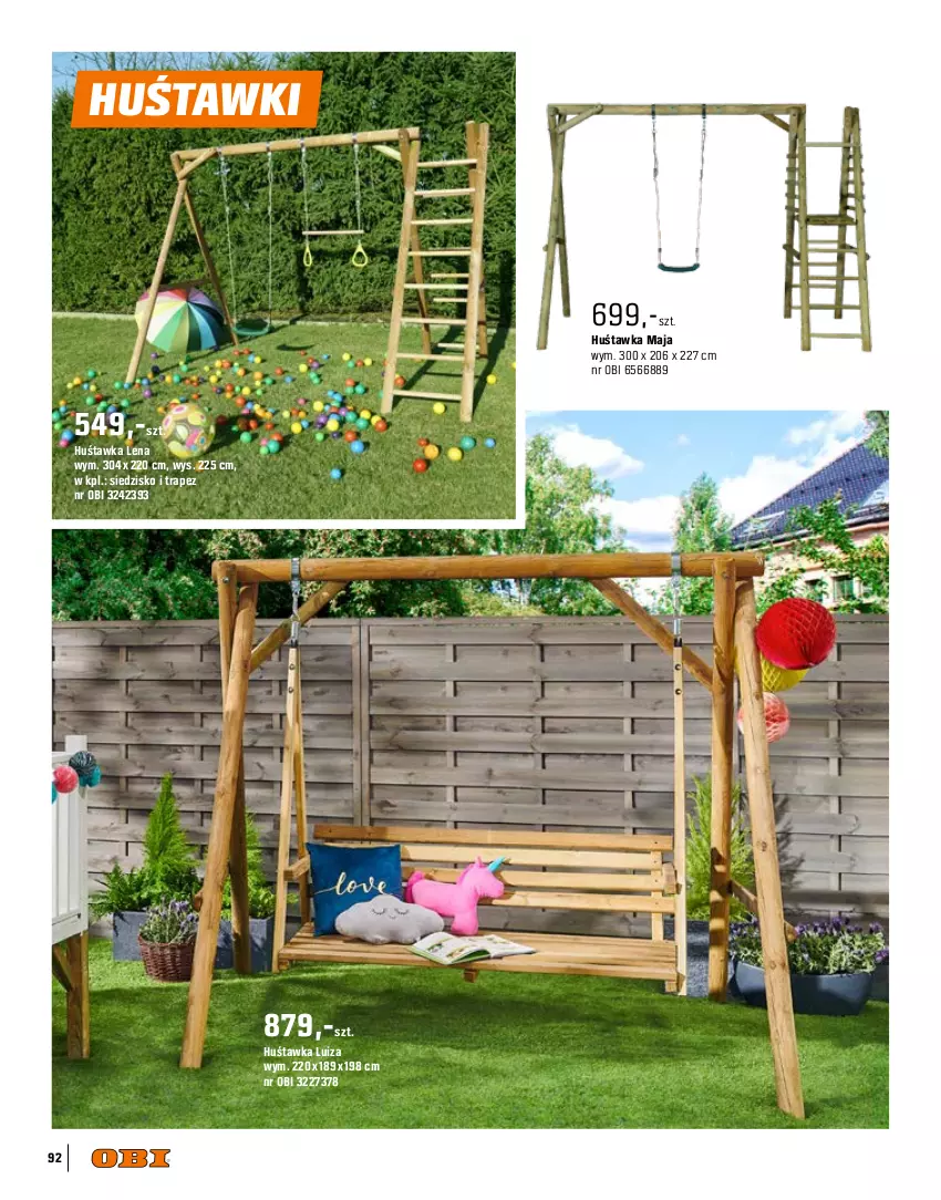Gazetka promocyjna Obi - Gazetka OBI - ważna 09.03 do 15.10.2024 - strona 92 - produkty: Huśtawka, Siedzisko