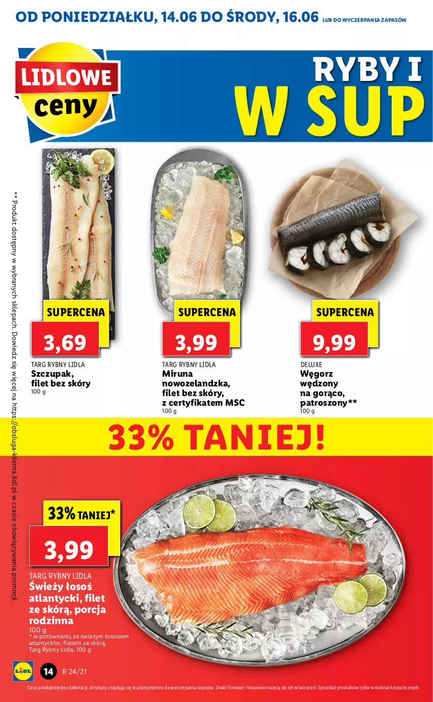 Gazetka promocyjna Lidl - GAZETKA - ważna 14.06 do 16.06.2021 - strona 14 - produkty: Miruna, Por, Sos, Zupa