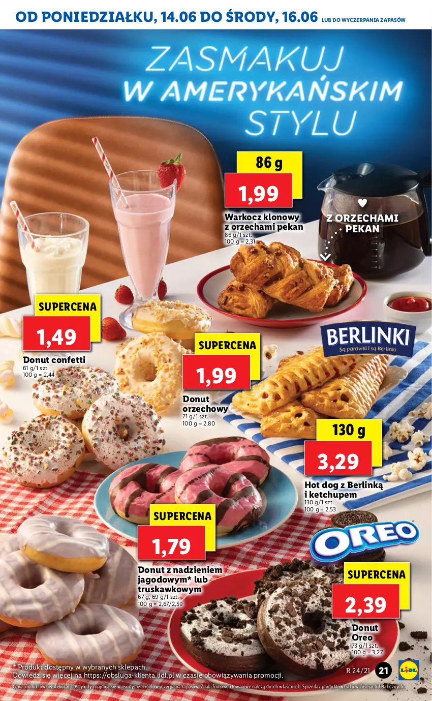 Gazetka promocyjna Lidl - GAZETKA - ważna 14.06 do 16.06.2021 - strona 21 - produkty: Donut, Hot dog, Ketchup, Koc, Oreo