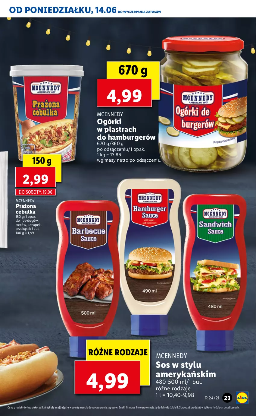 Gazetka promocyjna Lidl - GAZETKA - ważna 14.06 do 16.06.2021 - strona 23 - produkty: Burger, Hamburger, Sos