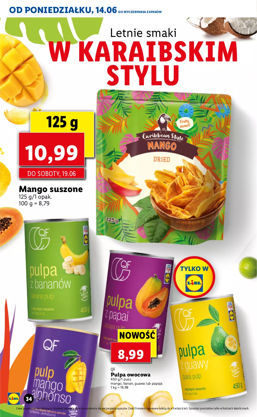 Gazetka promocyjna Lidl - GAZETKA - ważna 14.06 do 16.06.2021 - strona 34 - produkty: Mango, Mango suszone, Papaja