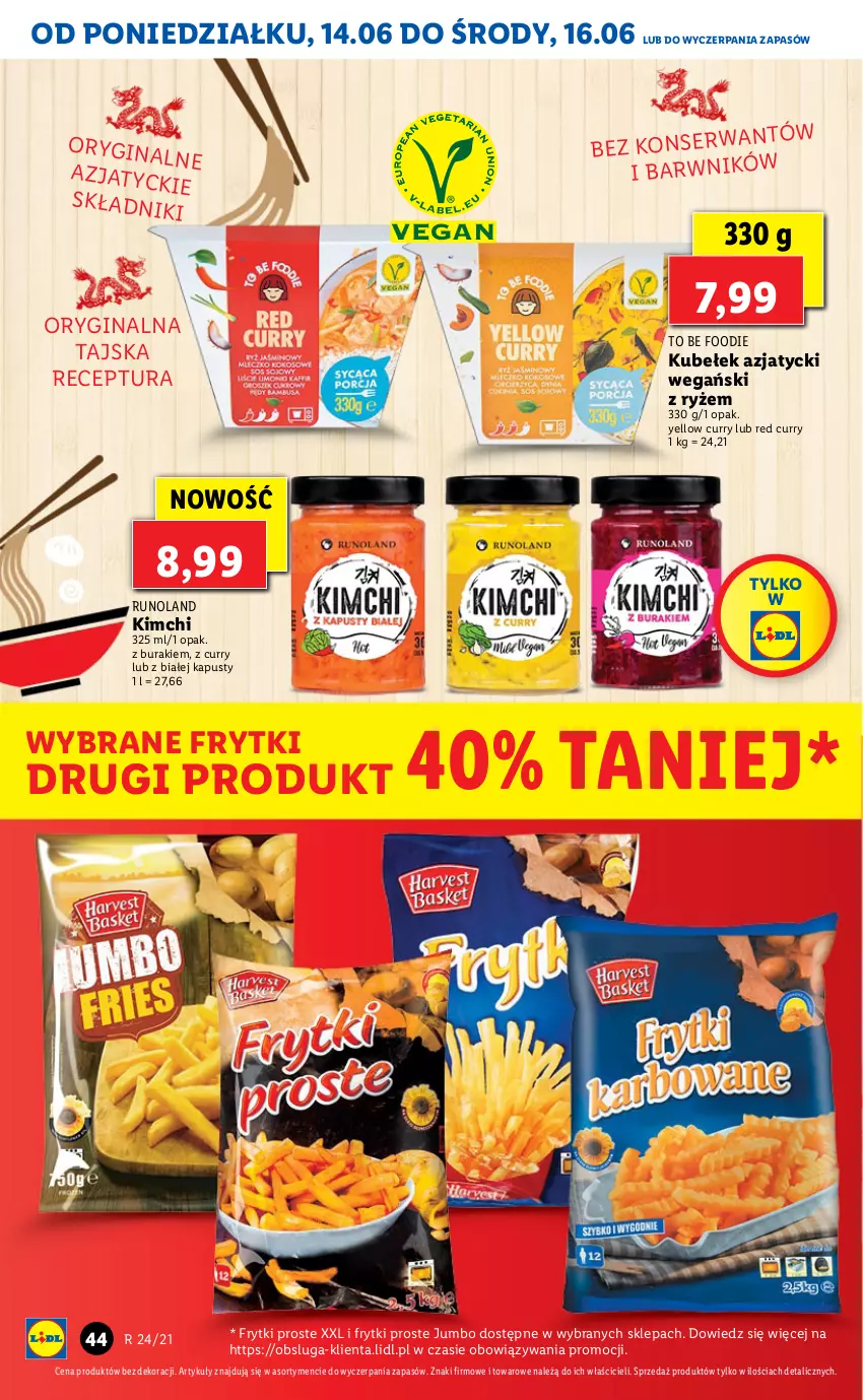 Gazetka promocyjna Lidl - GAZETKA - ważna 14.06 do 16.06.2021 - strona 44 - produkty: Buraki, Frytki, Gin, Runoland, Ryż, Ser