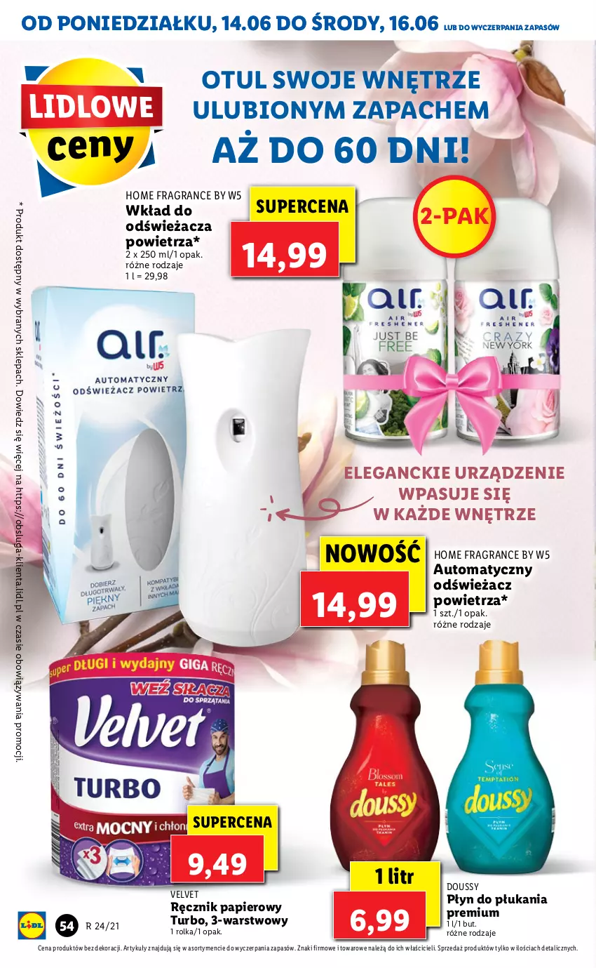 Gazetka promocyjna Lidl - GAZETKA - ważna 14.06 do 16.06.2021 - strona 54 - produkty: Gra, Odświeżacz powietrza, Papier, Płyn do płukania, Ręcznik, Velvet