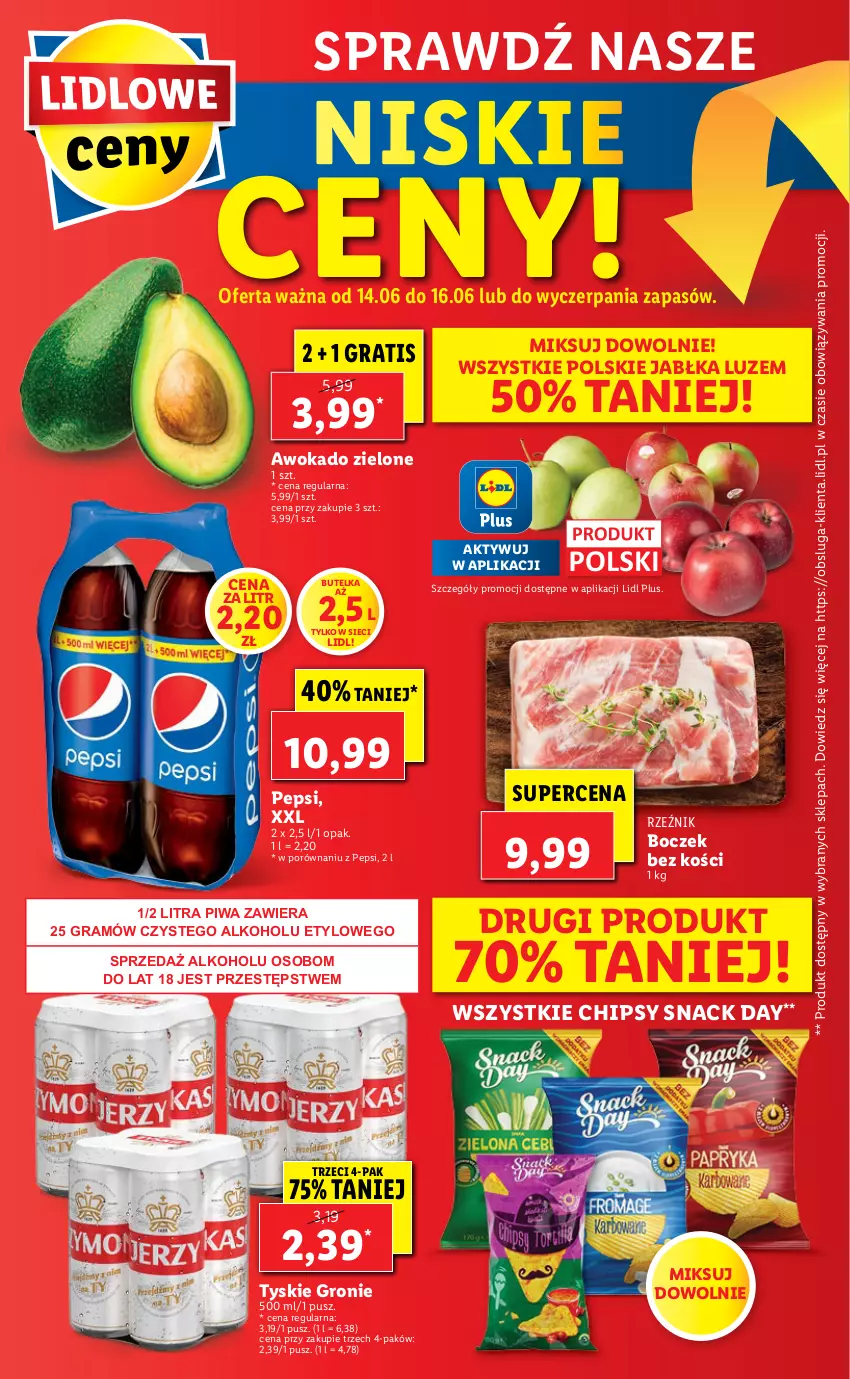 Gazetka promocyjna Lidl - GAZETKA - ważna 14.06 do 16.06.2021 - strona 56 - produkty: Boczek, Boczek bez kości, Chipsy, Gra, Jabłka, Pepsi, Piwa, Por, Tyskie