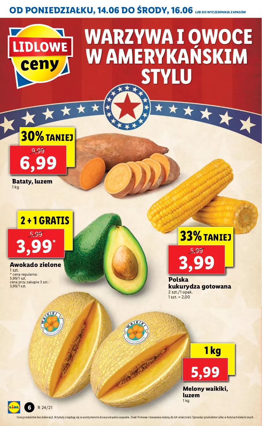 Gazetka promocyjna Lidl - GAZETKA - ważna 14.06 do 16.06.2021 - strona 6 - produkty: Gra, Kukurydza, Melon, Owoce, Warzywa, Warzywa i owoce