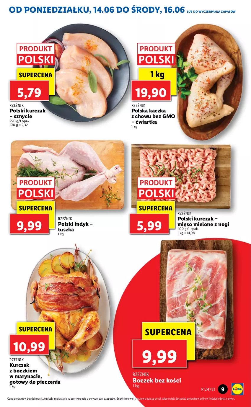 Gazetka promocyjna Lidl - GAZETKA - ważna 14.06 do 16.06.2021 - strona 9 - produkty: Boczek, Boczek bez kości, Kaczka, Kurczak, Mięso, Mięso mielone, Piec, Tusz