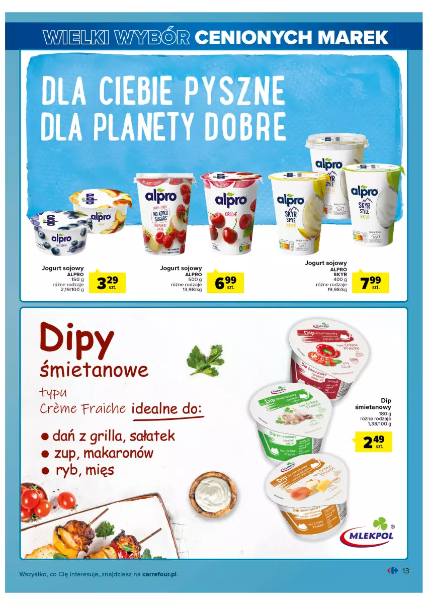 Gazetka promocyjna Carrefour - Gazetka Wielki wybór cenionych marek - ważna 31.05 do 11.06.2022 - strona 13 - produkty: Alpro, Grill, Jogurt, Makaron, Sałat