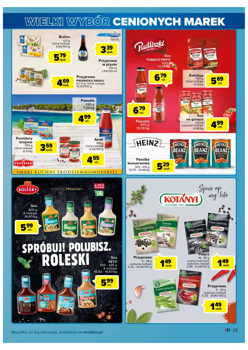 Gazetka promocyjna Carrefour - Gazetka Wielki wybór cenionych marek - ważna 31.05 do 11.06.2022 - strona 25 - produkty: Bulion, Czosnek, Fa, Ketchup, Lion, Piramidka smaku, Pomidory, Przyprawa w płynie, Ser, Sos